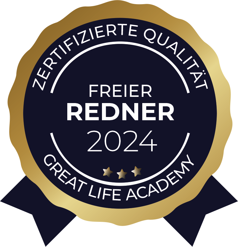 Siegel Freier Redner 2024 by GreatLife.Academy